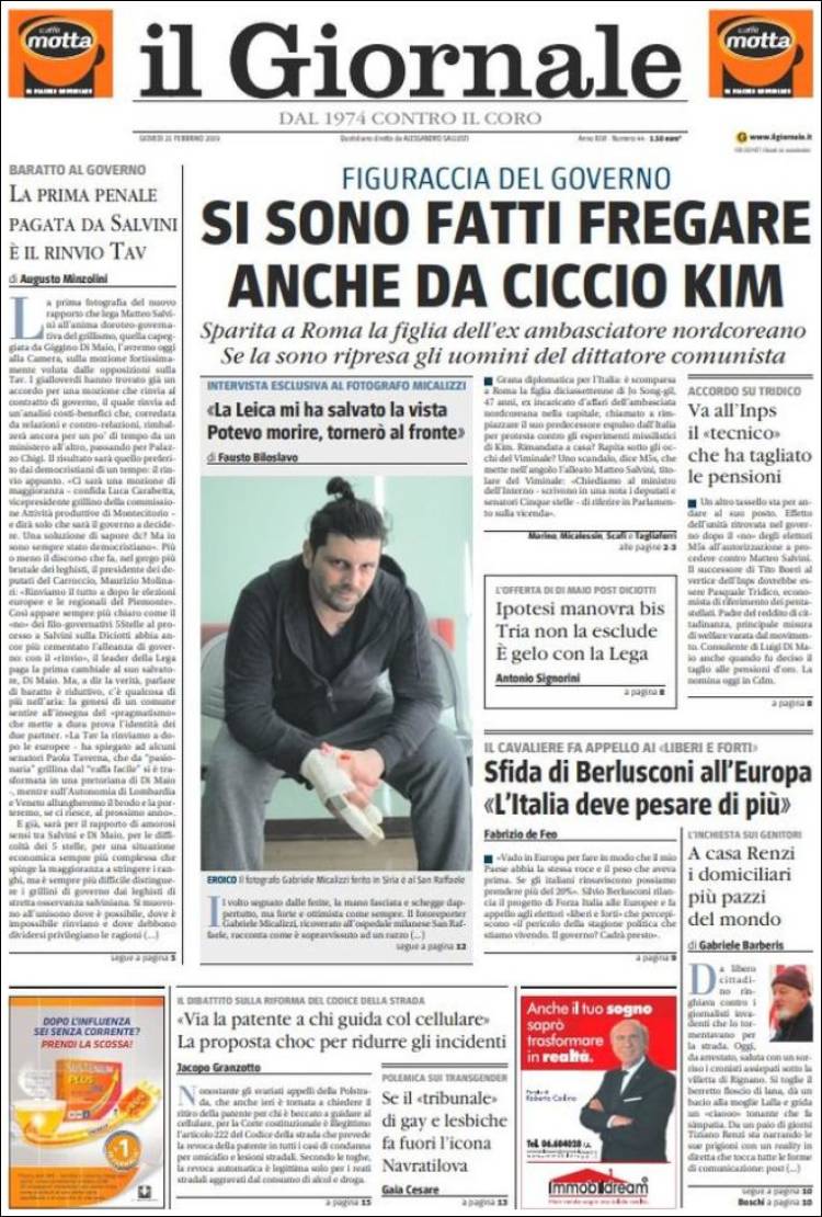 Portada de il Giornale (Italia)