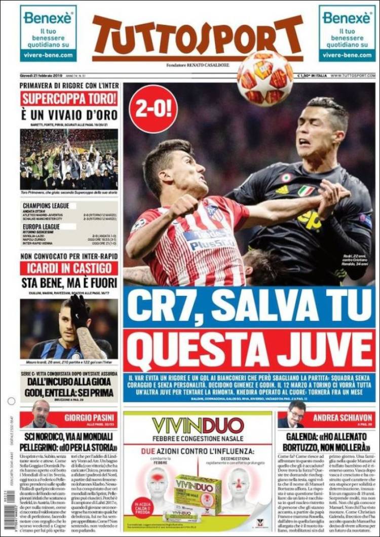 Portada de Tuttosport (Italia)