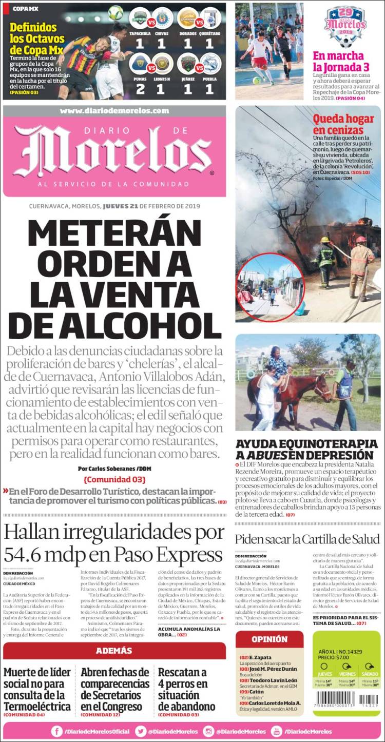 Portada de Diario de Morelos (México)