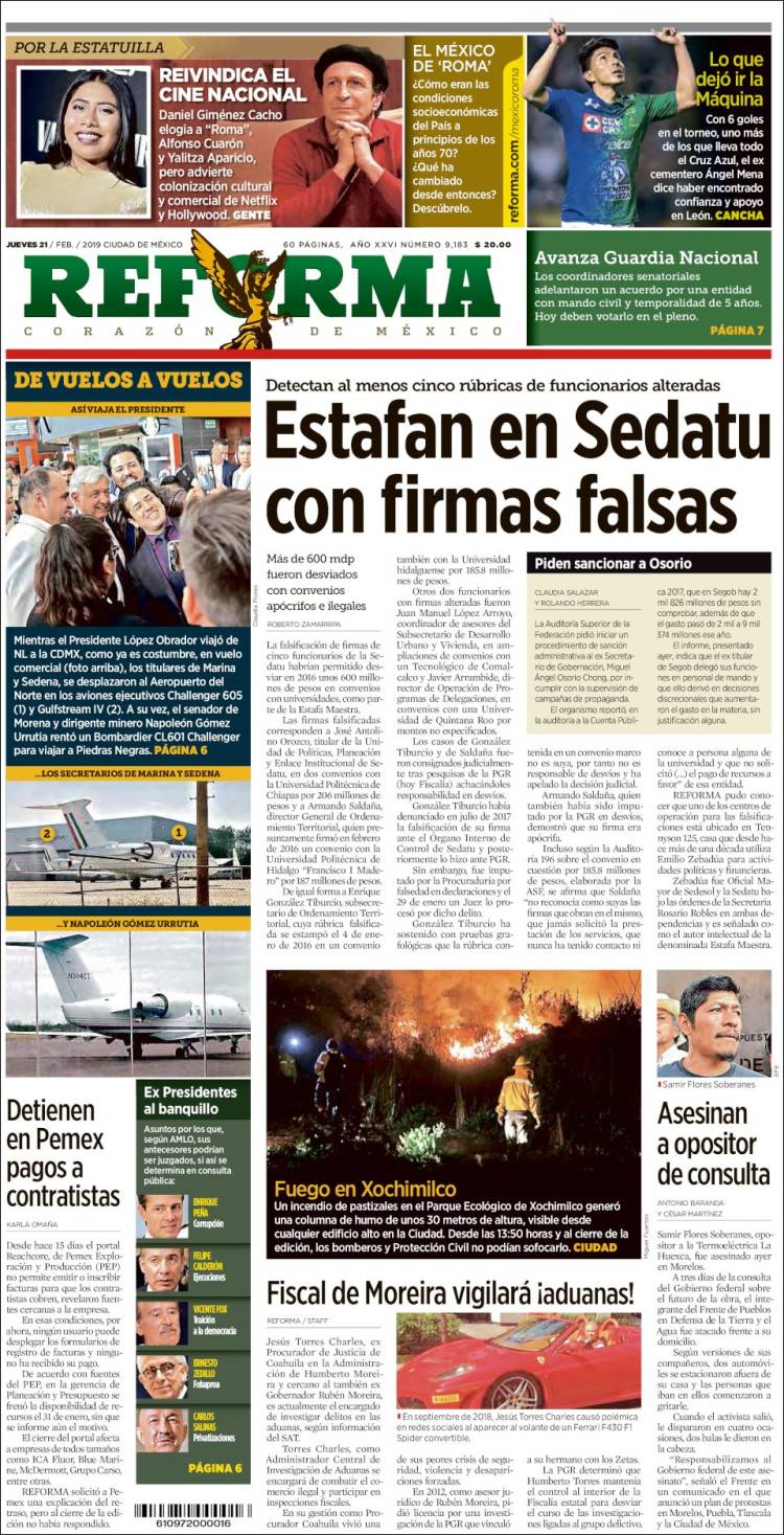 Portada de Reforma (México)