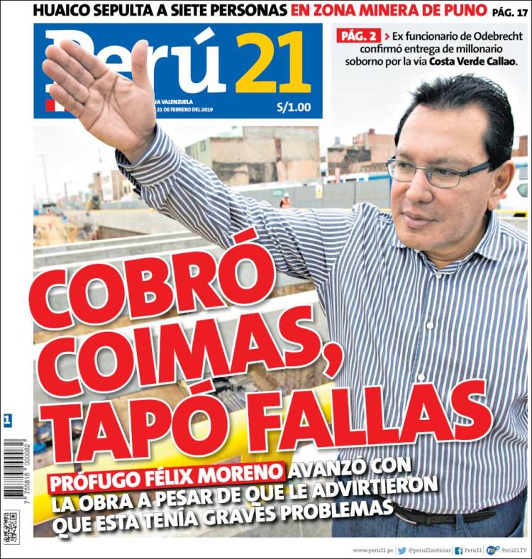 Portada de Perú 21 (Per&uacute;)