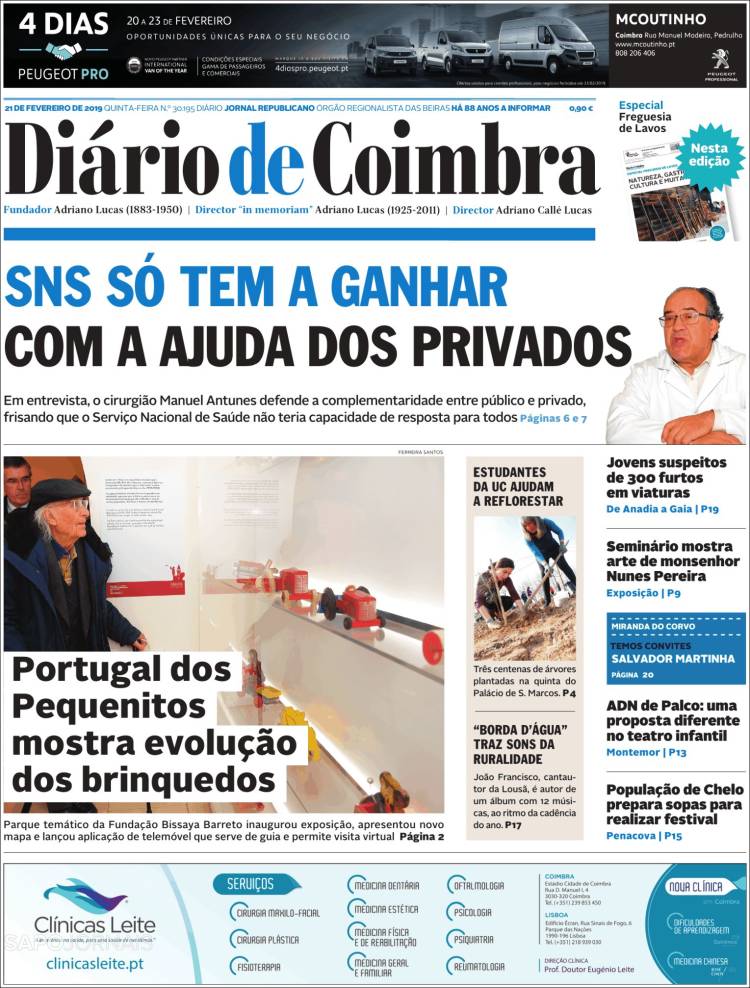 Portada de Diário de Coimbra (Portugal)