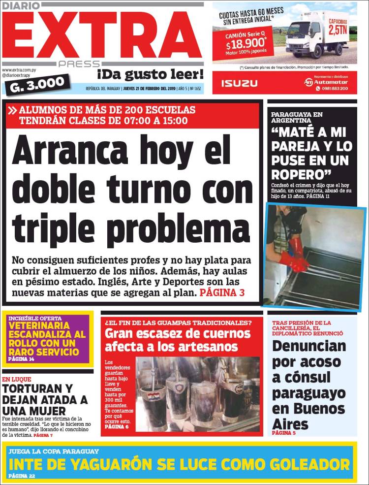 Portada de Diario Extra (Paraguay)