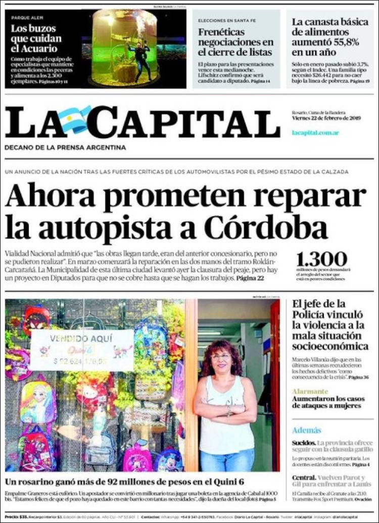 Portada de La Capital - Rosario (Argentina)