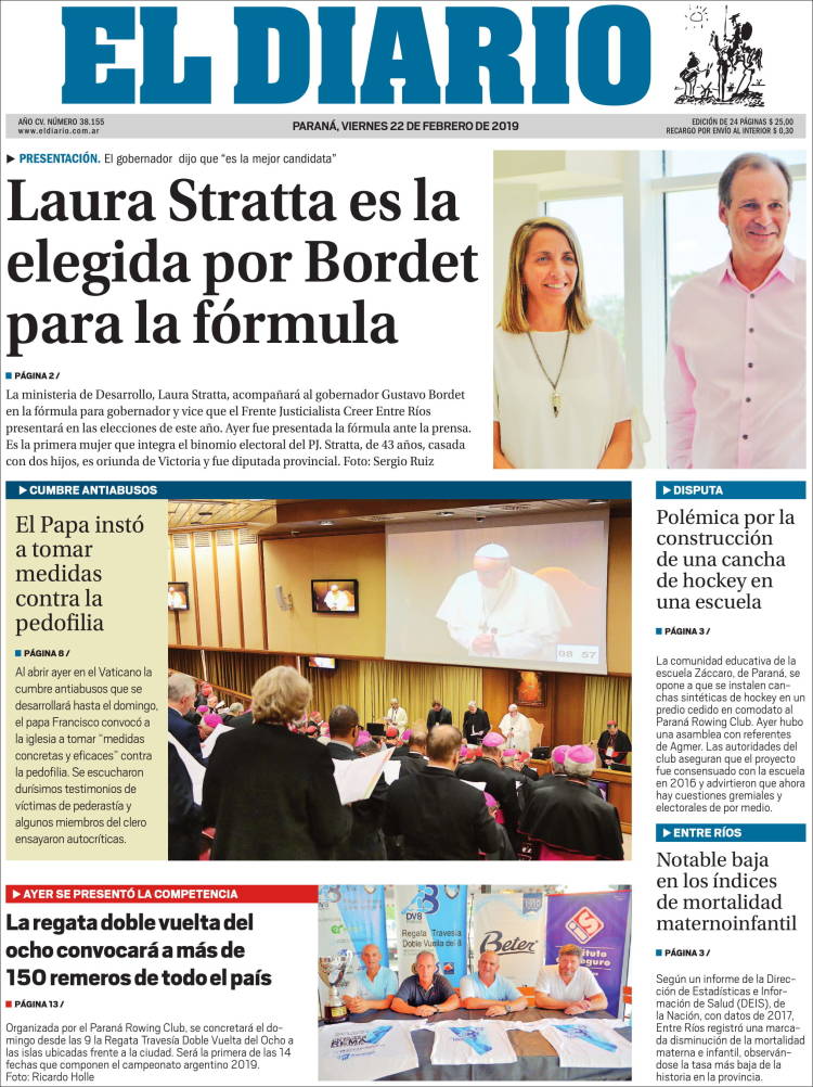 Portada de El Diario de Paraná (Argentina)