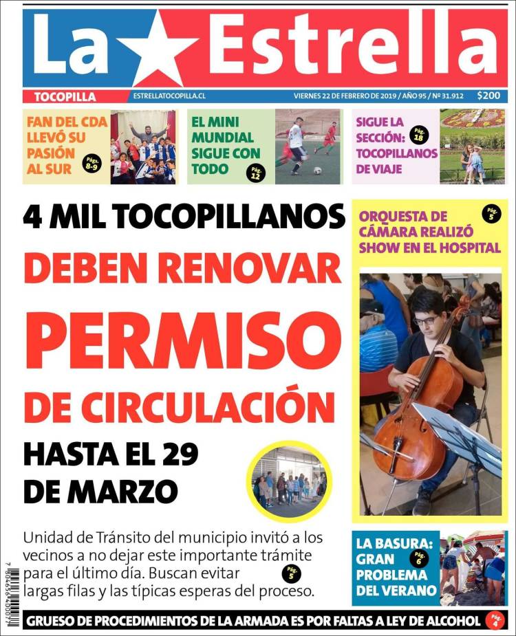 Portada de La Estrella de Tocopilla (Chile)