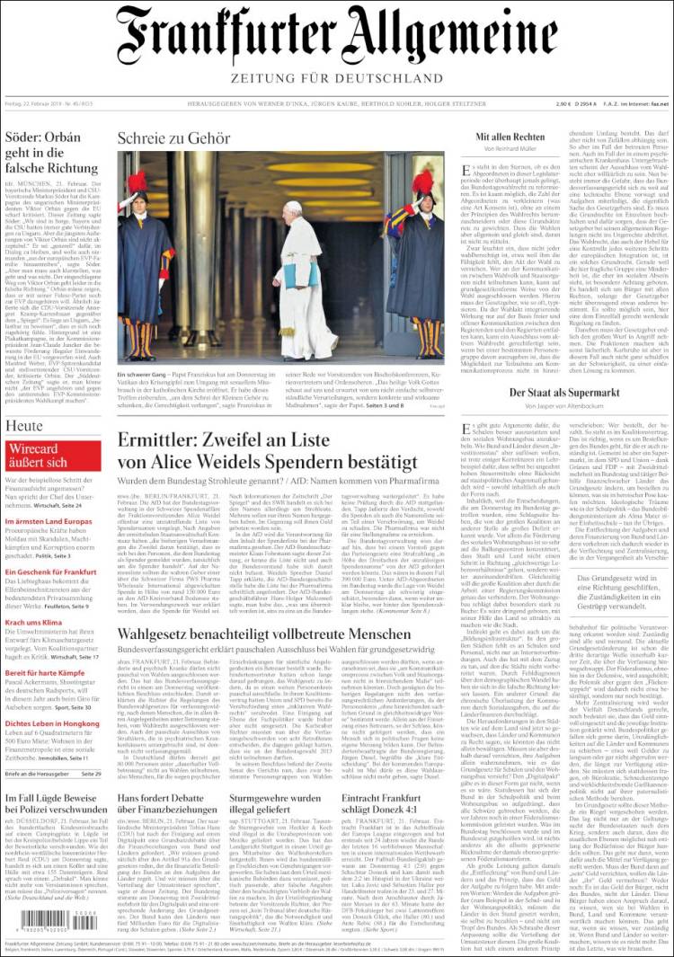 Portada de Frankfurter Allgemeine (Alemania)