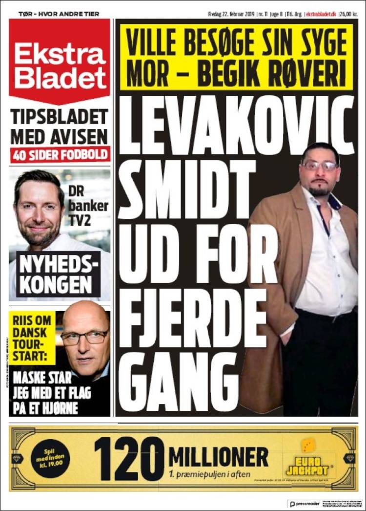 Portada de Ekstra Bladet (Dinamarca)