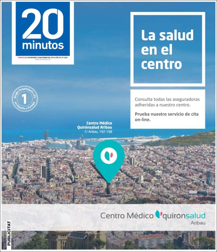 Portada de 20 Minutos - Barcelona (España)