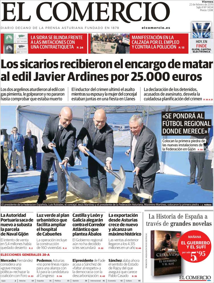 Portada de El Comercio (España)