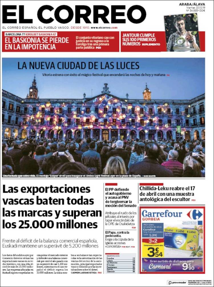 Portada de El Correo - Álava (España)