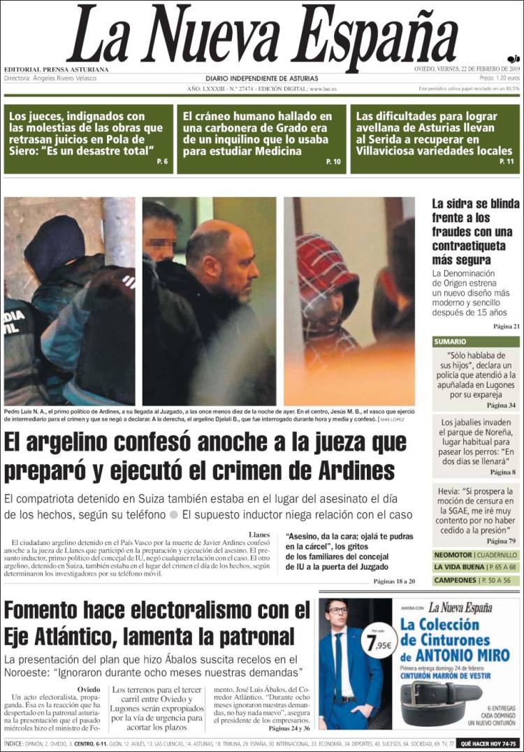 Portada de La Nueva España (España)