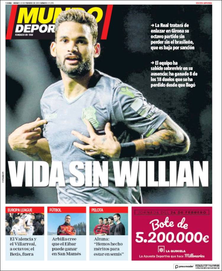 Portada de Mundo Deportivo Gipuzkoa (Espa&ntilde;a)