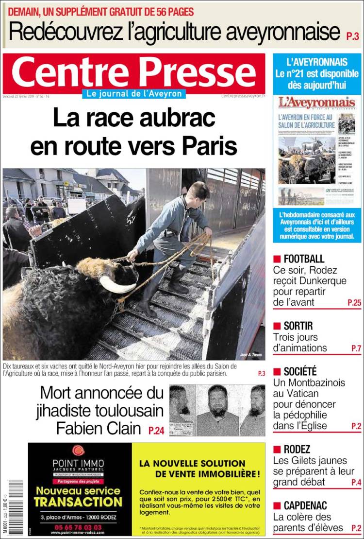 Portada de Centre Presse (France)