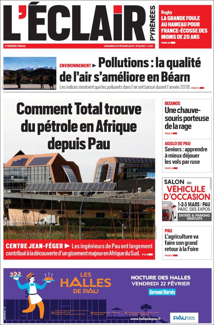 Portada de L'Eclair des Pyrénées (Francia)