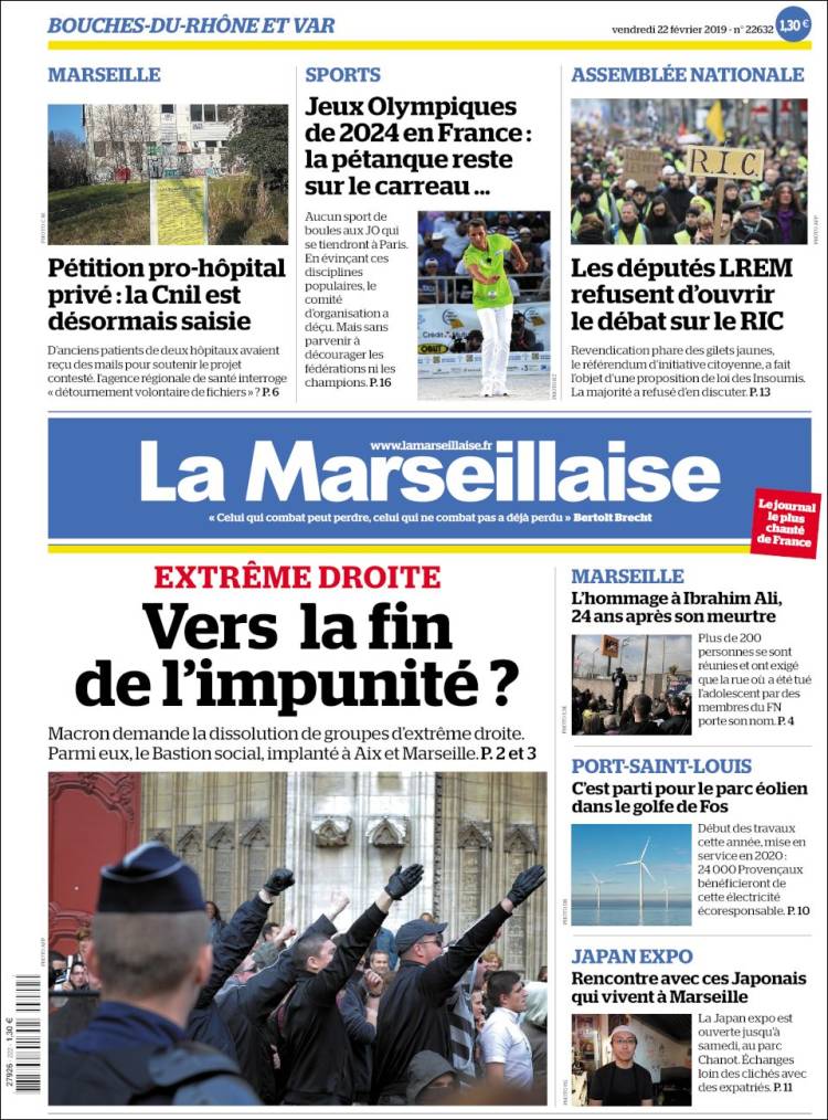 Portada de La Marseillaise (Francia)