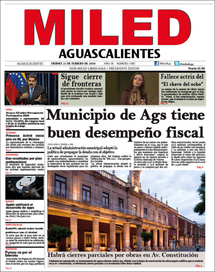 Portada de Miled - Aguascalientes (M&eacute;xico)