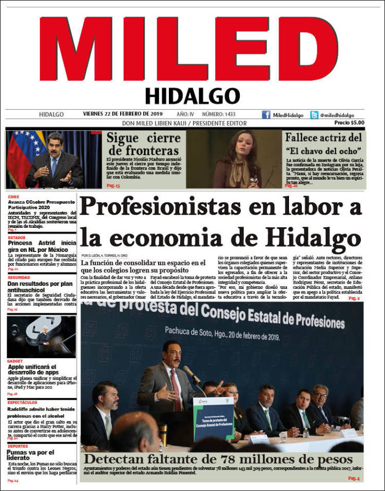 Portada de Miled - Hidalgo (M&eacute;xico)