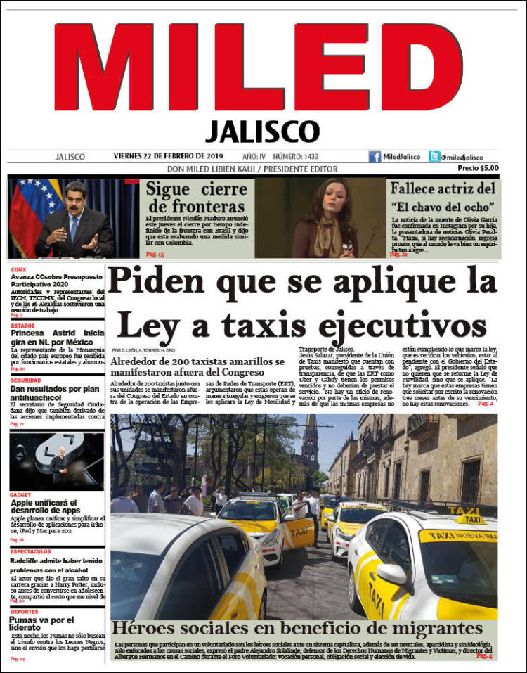 Portada de Miled - Jalisco (M&eacute;xico)