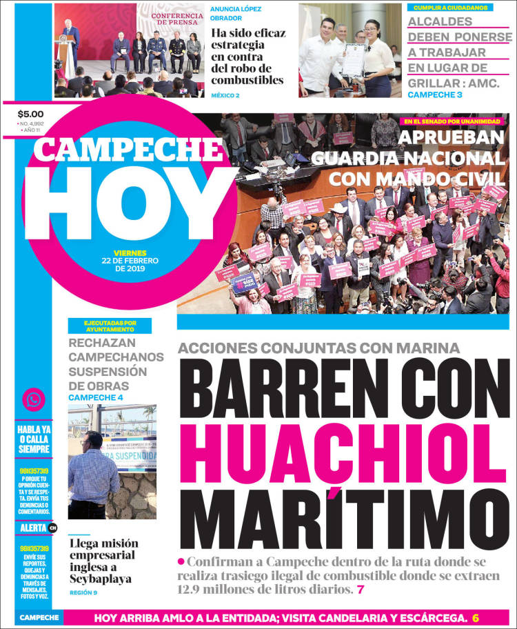 Portada de Campeche Hoy (M&eacute;xico)