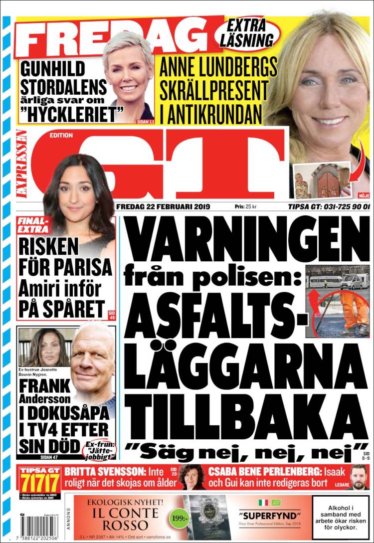 Portada de Göteborgstidningen (Suecia)