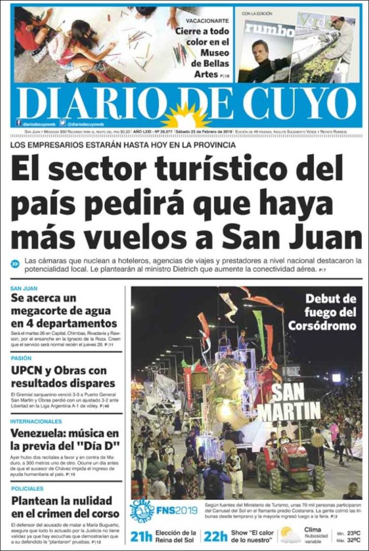 Portada de Diario de Cuyo (Argentina)