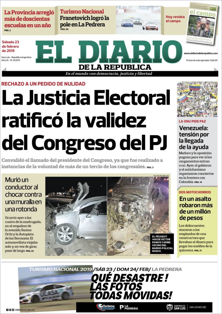 Portada de Diario de la República (Argentina)