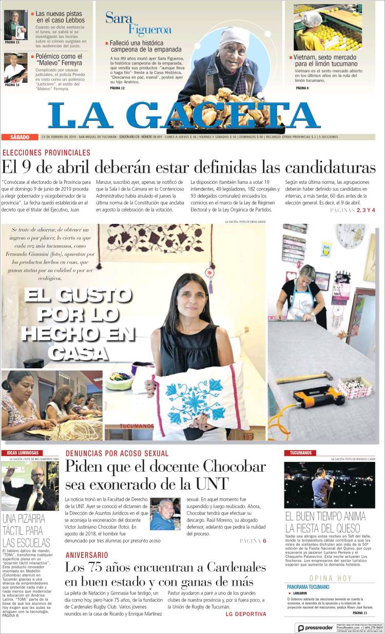 Portada de La Gaceta (Argentina)