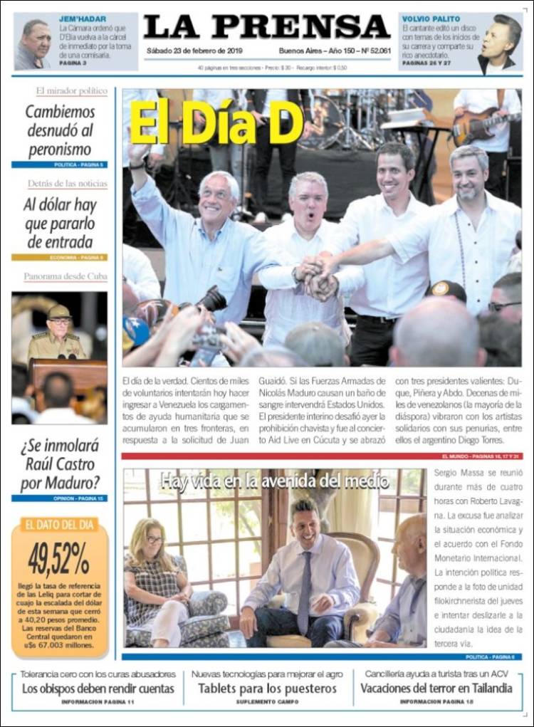 Portada de La Prensa (Argentina)
