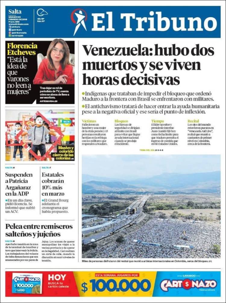 Portada de El Tribuno - Salta (Argentina)