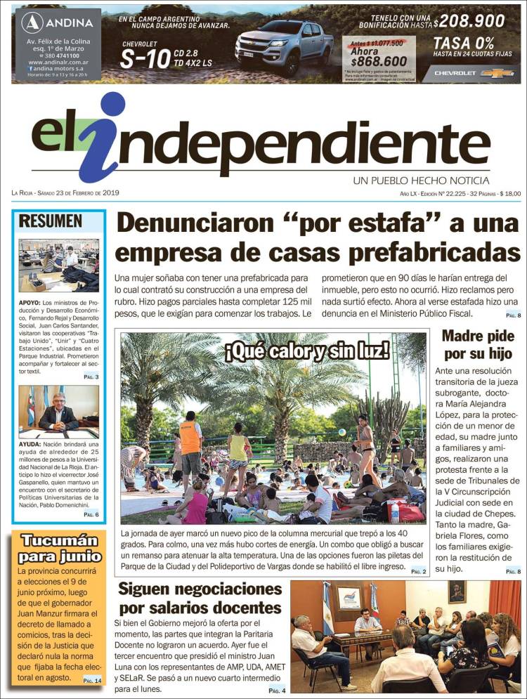 Portada de El Independiente (Argentina)