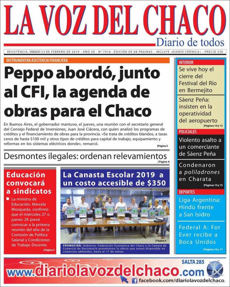 Portada de La Voz del Chaco (Argentina)