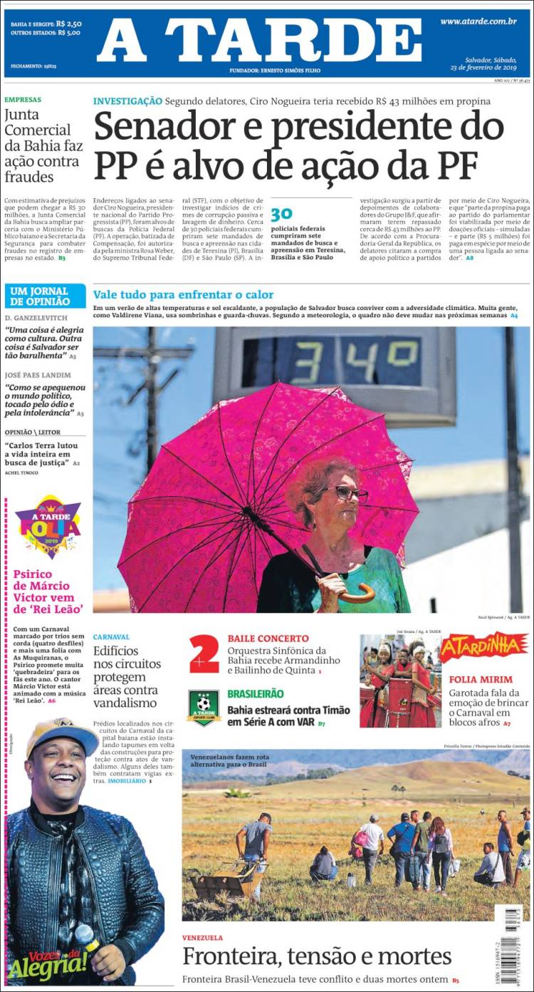 Portada de Diário A Tarde (Brasil)