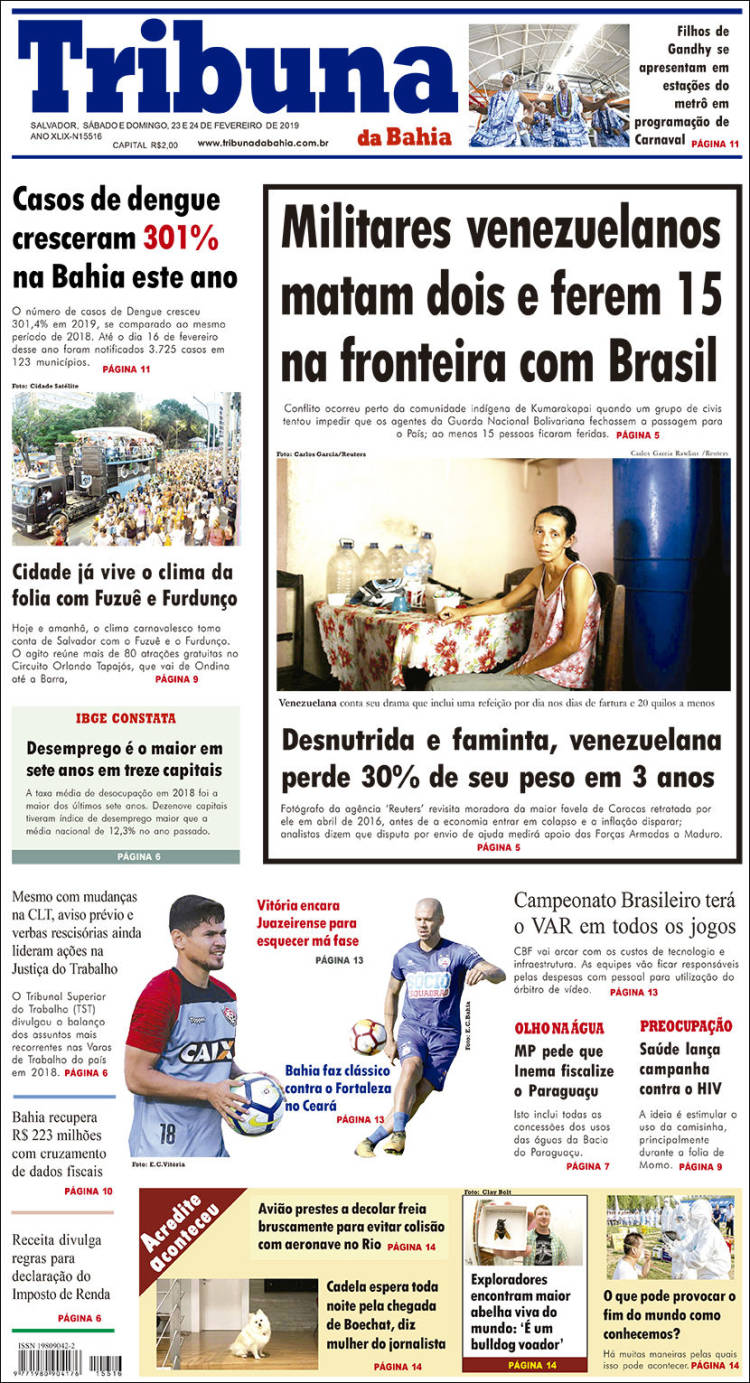 Portada de Tribuna da Bahia (Brasil)