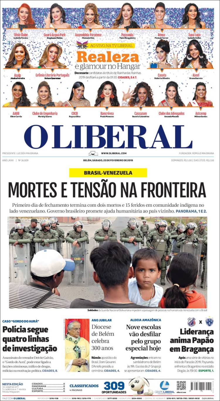 Portada de O Liberal (Brasil)