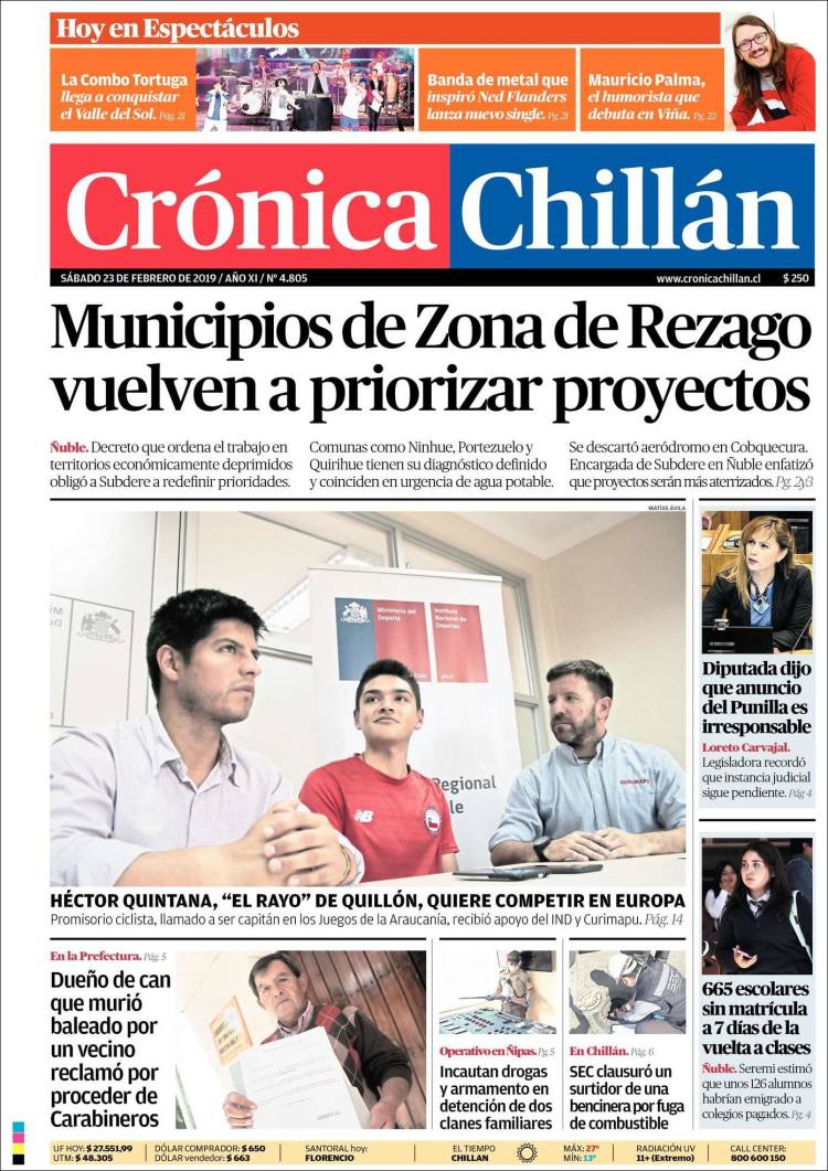 Portada de Crónica Chillán (Chile)