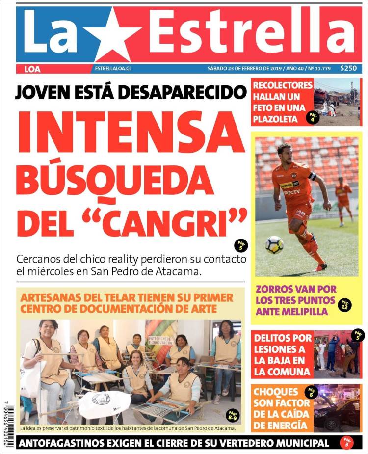 Portada de La Estrella de Loa (Chile)