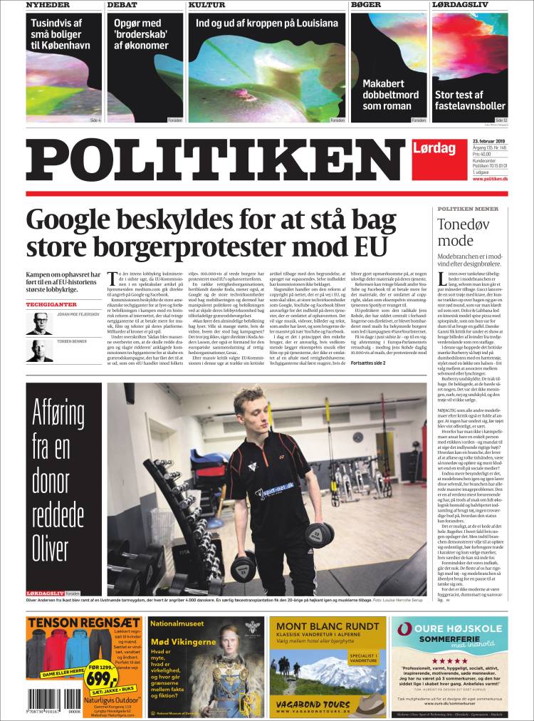 Portada de Politiken (Dinamarca)