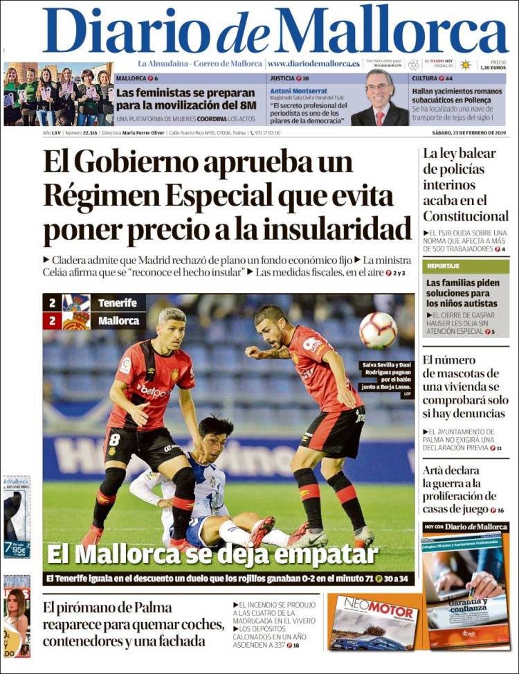 Portada de Diario de Mallorca (Espa&ntilde;a)