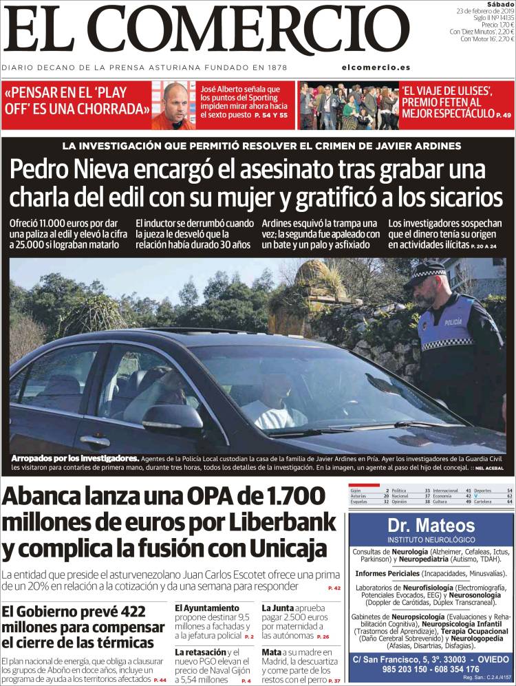 Portada de El Comercio (Espa&ntilde;a)