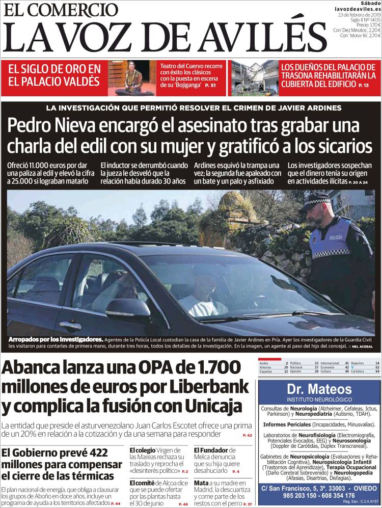 Portada de El Comercio - Avilés (Espa&ntilde;a)