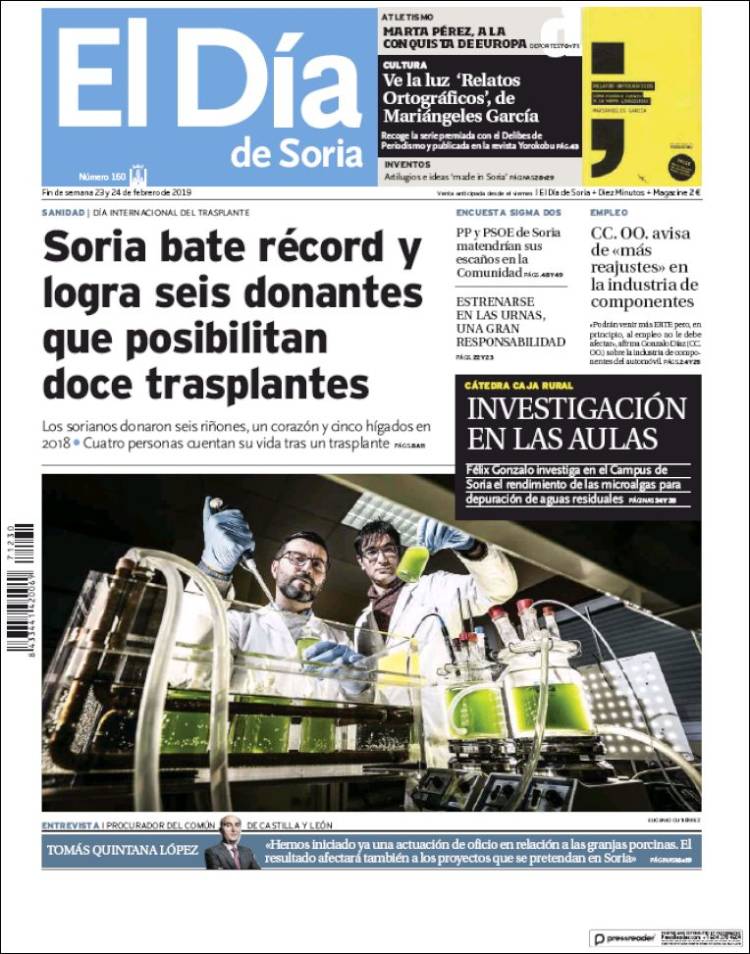 Portada de El Día de Soria (Espa&ntilde;a)