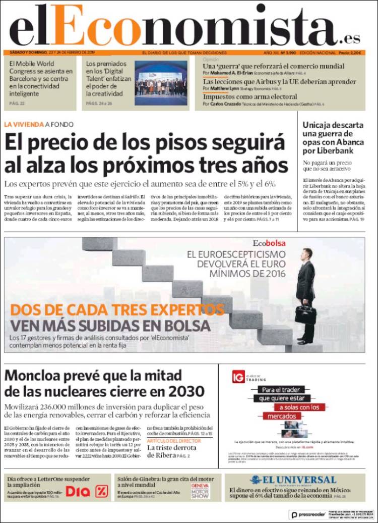 Portada de El Economista (Espa&ntilde;a)