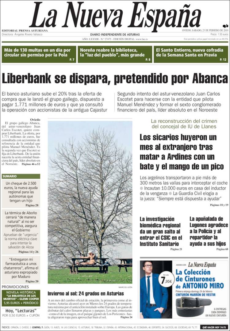 Portada de La Nueva España (Espa&ntilde;a)