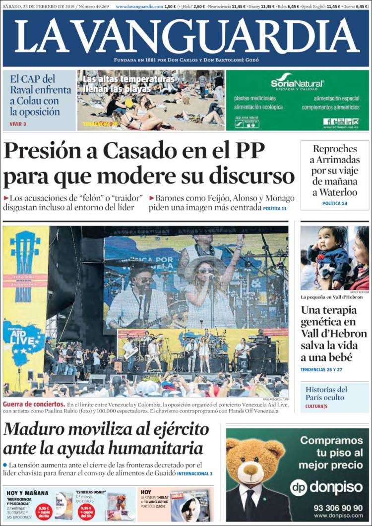 Portada de La Vanguardia (Espa&ntilde;a)