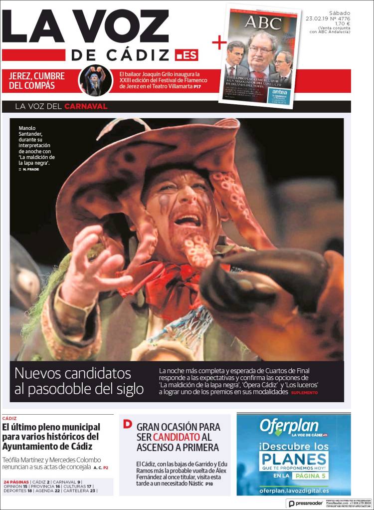 Portada de La Voz de Cádiz (Espa&ntilde;a)