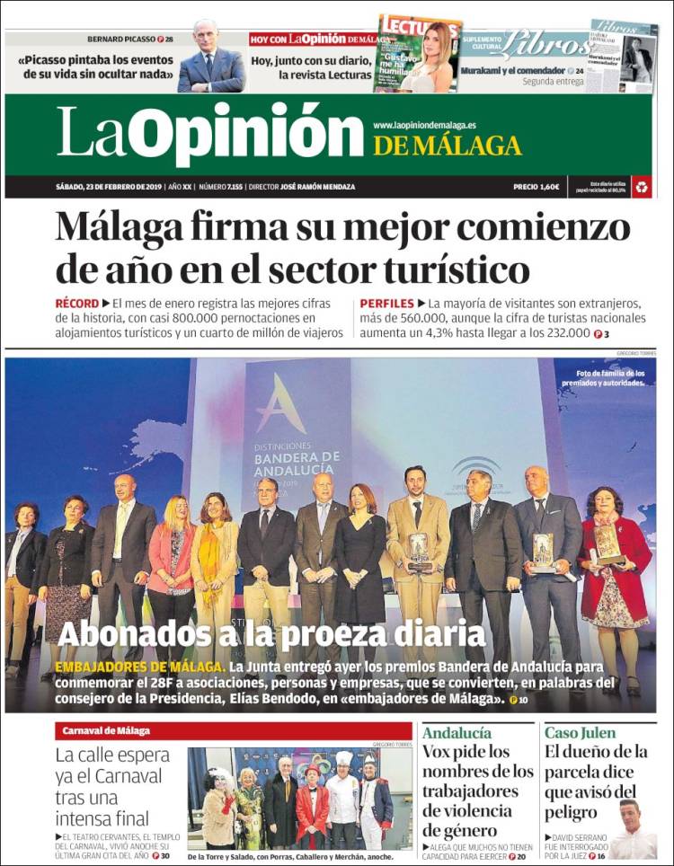 Portada de La Opinión de Málaga (Espa&ntilde;a)