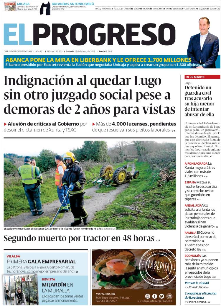 Portada de El Progreso (Espa&ntilde;a)