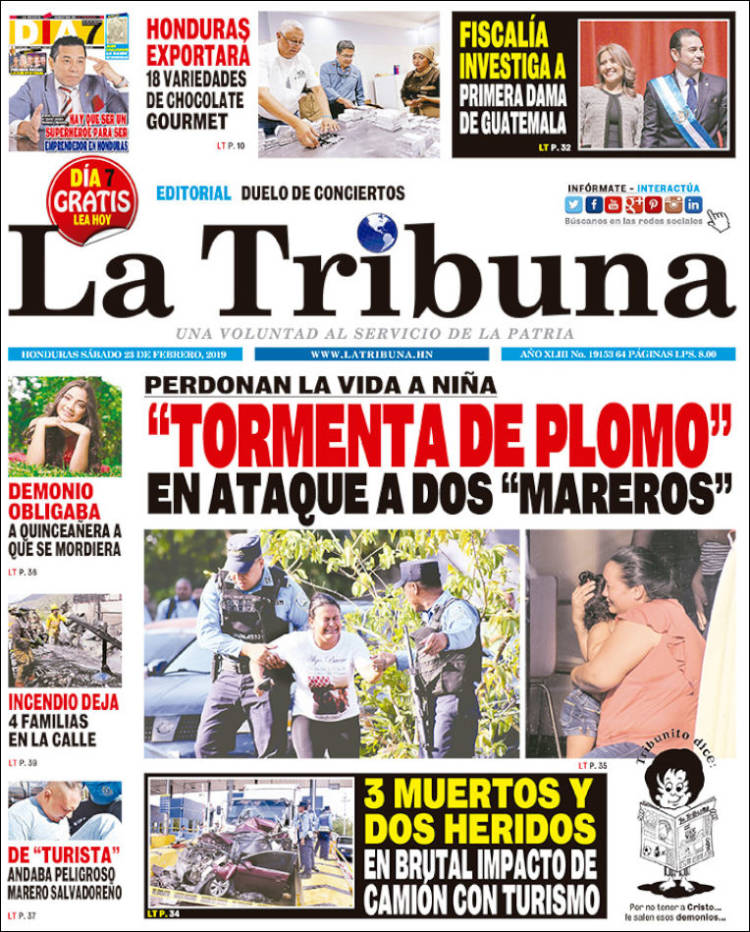 Portada de La Tribuna (Honduras)