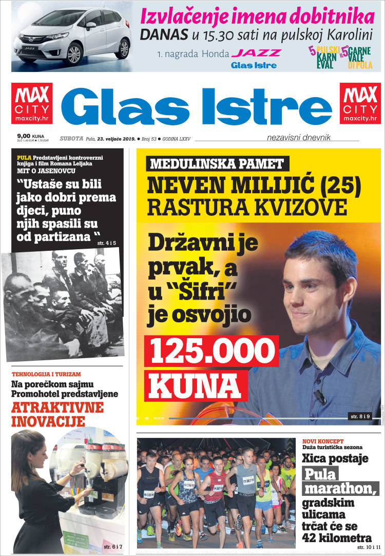 Portada de Glas Istre (Croacia)